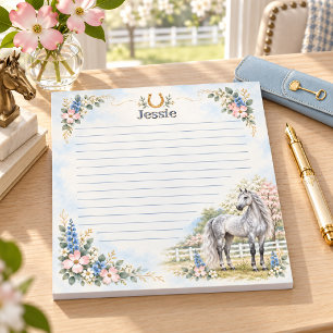 Personalised Dapple Grey Andalusian Floral Notepad