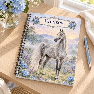 Personalised Dapple Grey Saddlebred Hydrangea Notebook