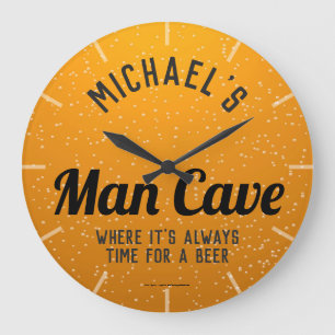 Personalised Dark Beer Man Cave Large Clock