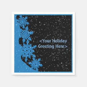 Personalised Dark Blue Christmas Snowflake Napkins