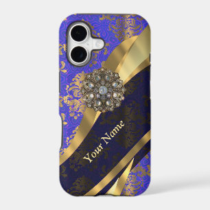 Personalised dark blue damask pattern