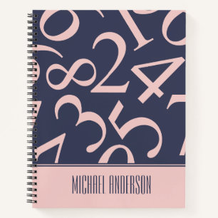 Personalised Dark Blue Number Pattern Math Graph Notebook