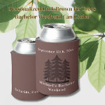 Personalised Dark Brown Fir Trees Bachelor Weekend Can Cooler<br><div class="desc">Personalised Dark Brown Fir Trees Bachelor Weekend Can Cooler Personalised Can Coolers are the perfect keepsakes for your friends to remember your special day. Cheers to a fun and memorable bachelor party! Add your custom wording to this design by using the "Edit this design template" boxes on the right hand...</div>