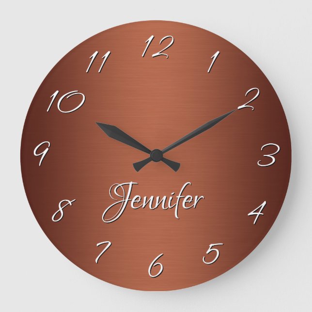Personalised Dark Brushed Copper Ombre Large Clock (Front)