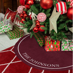 Personalised Dark Cherry Fleece Tree Skirt