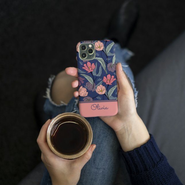 Personalised Dark Floral Tulip Pattern Phone Case (Creator Uploaded)