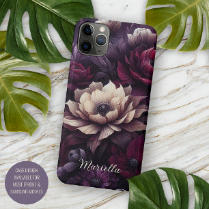 Personalised Dark Gothic Dahlia Floral Victorian iPhone 16 Pro Max Case
