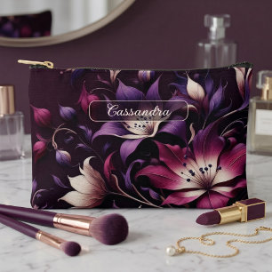 Personalised Dark Gothic Floral Cosmetic Makeup Accessory Pouch