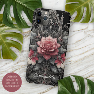 Personalised Dark Gothic Rose Floral Victorian iPhone 11 Pro Max Case