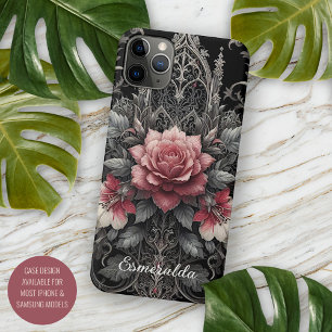 Personalised Dark Gothic Rose Floral Victorian iPhone 16 Pro Max Case