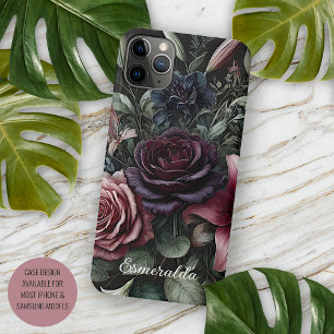 Personalised Dark Gothic Roses Floral Victorian iPhone 11 Pro Max Case