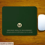 Personalised Dark Green Gold Business Monogram Mouse Pad<br><div class="desc">Elevate your workspace with our Personalised Dark Green Gold Business Monogram Financial Mouse Pad. This sleek mouse pad features a brushed gold monogram emblem and classic typography,  adding a touch of sophistication to your financial tasks.</div>