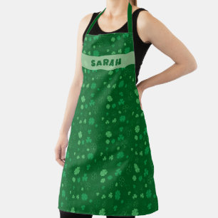 Personalised Dark Green Lucky Shamrock Apron