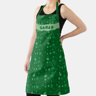Personalised Dark Green Lucky Shamrock Apron