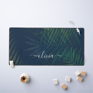 Personalised Dark Green Palm Leaf Desk Mat