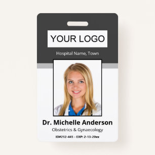 Personalised Dark Grey Doctor Photo Identity ID Badge