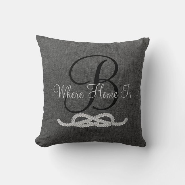 Personalised Dark Grey Monogram Family Pillow (Front)