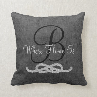 Personalised Dark Grey Monogram Family Pillow
