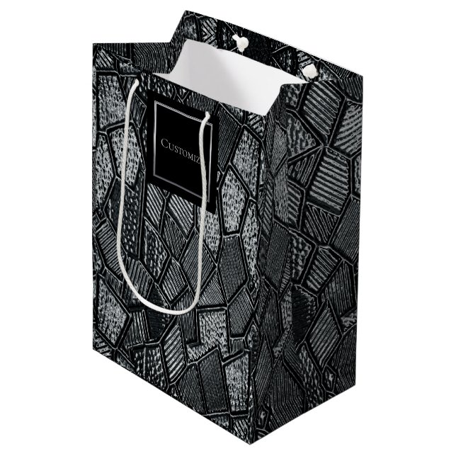 Personalised Dark Grey Mosaic Glass Medium Gift Bag (Front Angled)