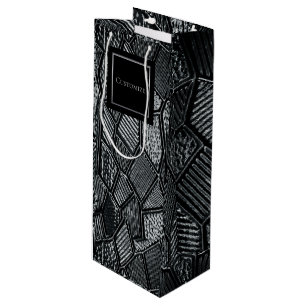 Personalised Dark Grey Mosaic Glass Wine Bag