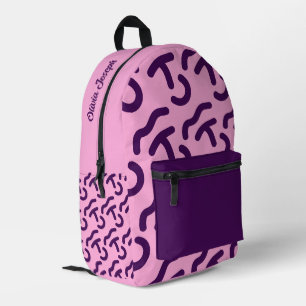 Personalised Dark Neon/Pink Fun Pattern Printed Backpack