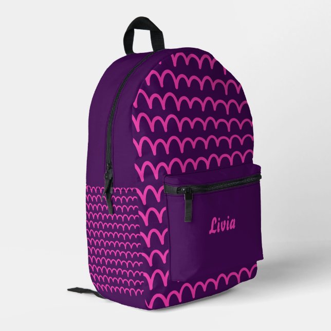 Personalised Dark Neon/Pink Handwriting Printed Backpack (Back Corner Left)