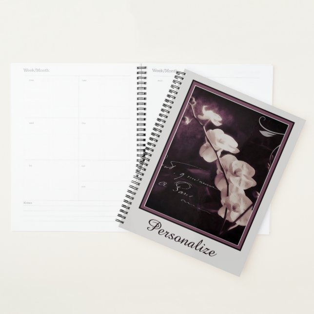 Personalised Dark purple orchid Planner (Display)