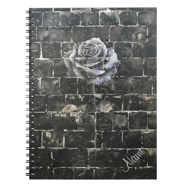Personalised Dark Themed Graffiti Rose Notebook (Front)