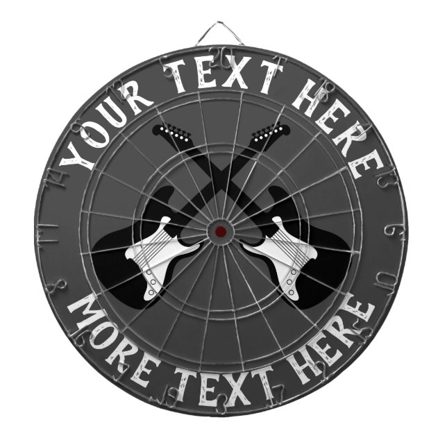 Personalised dartboard with electric guitar design (Front)