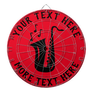 Personalised dartboard with saxophone design