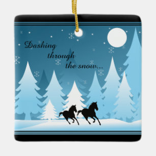 Personalised Dashing Through the Snow Horse Ceramic Ornament