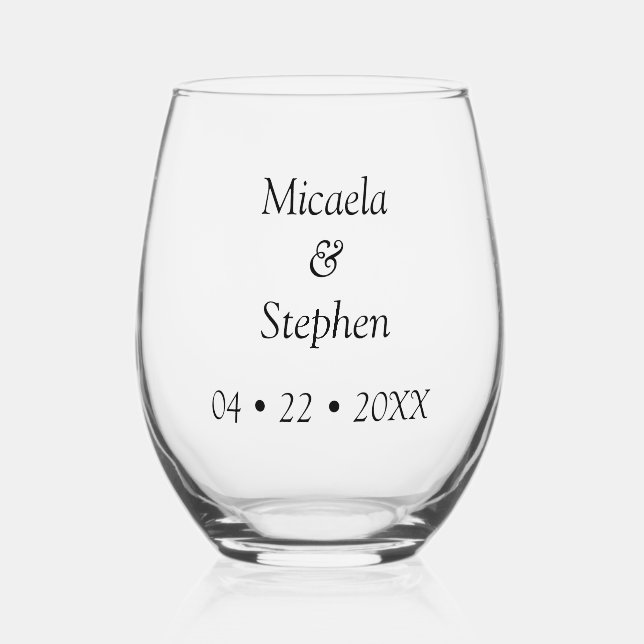 Personalised Dated B&W Stemless Wine Glass (Front)