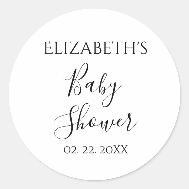 Personalised Dated Baby Shower Classic Round Sticker (Front)
