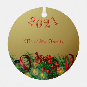 Personalised & Dated Christmas Tree Trim Metal Tree Decoration