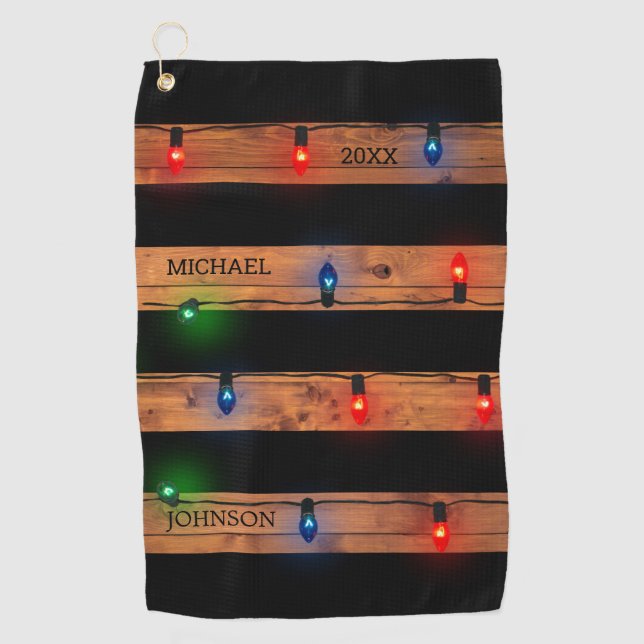 Personalised Dated Multicolored Lights  Golf Towel (Front)