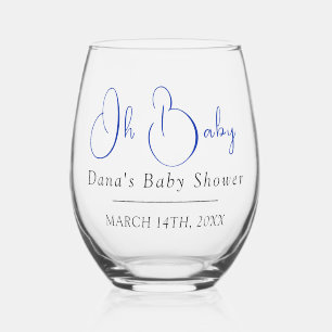 Personalised Dated Named Oh Baby Stemless Wine Glass