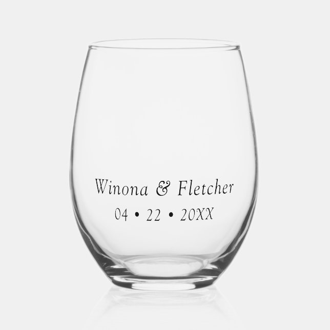 Personalised Dated Named  Stemless Wine Glass (Front)