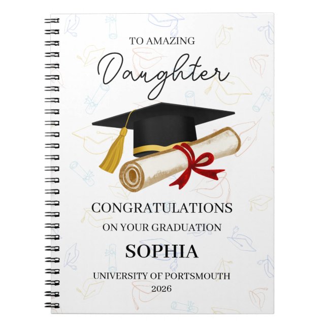 Personalised Daughter Graduation Keepsake  Notebook (Front)