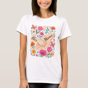 Personalised Daughter Mama Gift Grandma flower T-Shirt