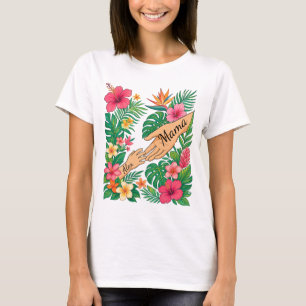 Personalised Daughter Mama Gift Grandma flower T-Shirt