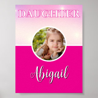 Personalised Daughter Photo and Name Hot Pink Poster