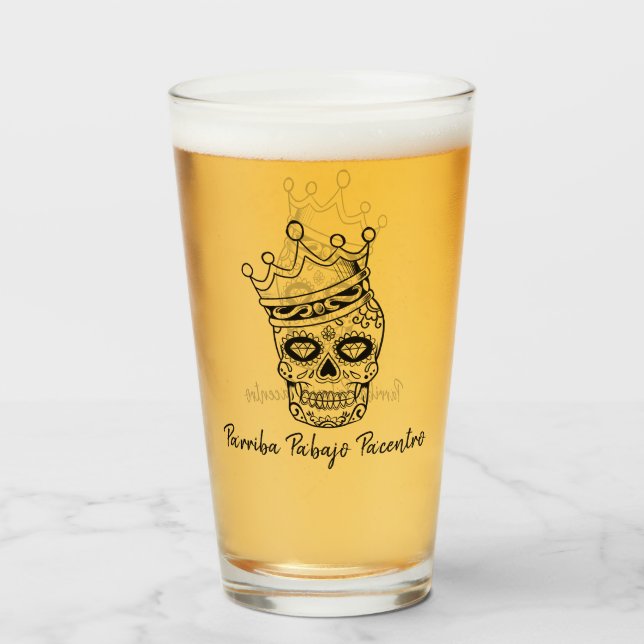 Personalised Day of the Dead Calavera TOAST Glass (Back Filled)