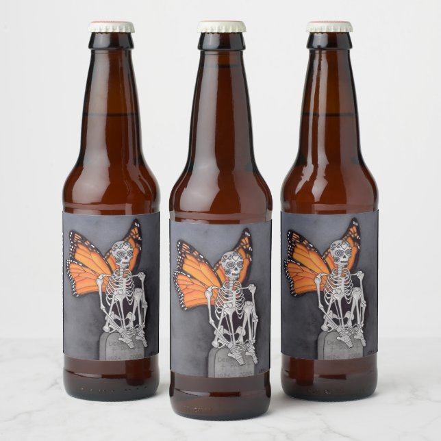 Personalised Day of the Dead Halloween Skeleton Beer Bottle Label (Bottles)