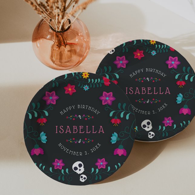 Personalised Day of the Dead Theme Birthday Party Paper Plate (Creator Uploaded)