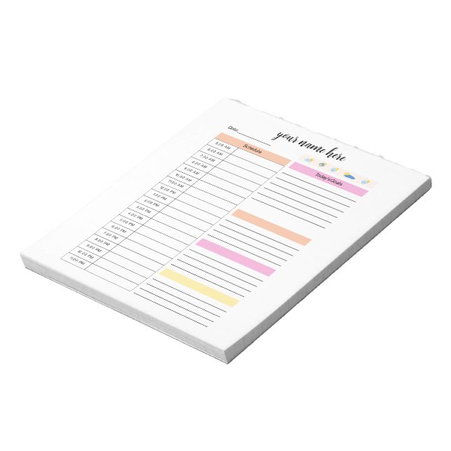 Personalised Day Plan Notepad (Rotated)