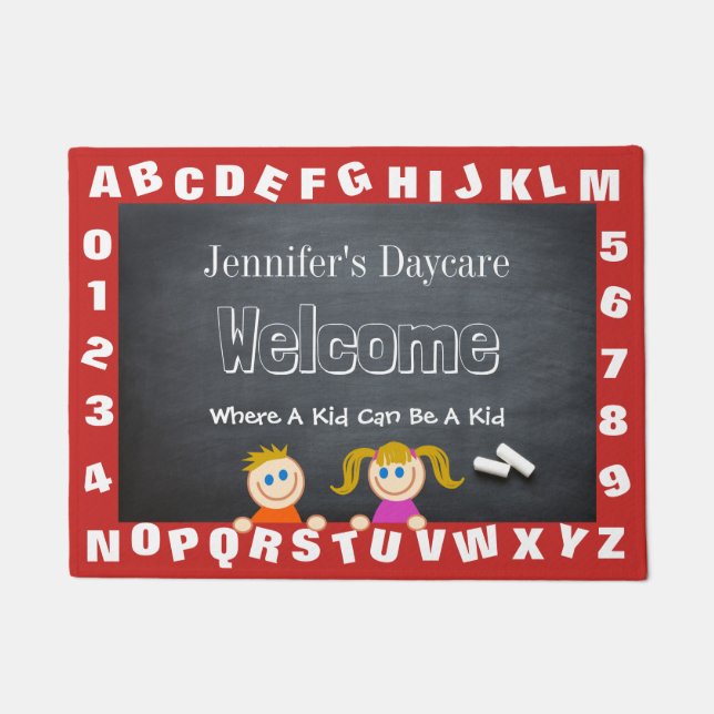 Personalised Daycare Alphabet Welcome Doormat (Front)