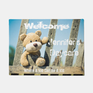 Personalised Daycare Rustic Bear Welcome Mat