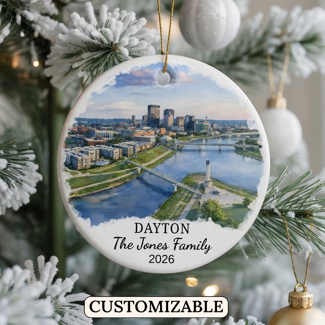 Personalised Dayton Ornament, Custom Ohio State Ceramic Ornament (Creator Uploaded)