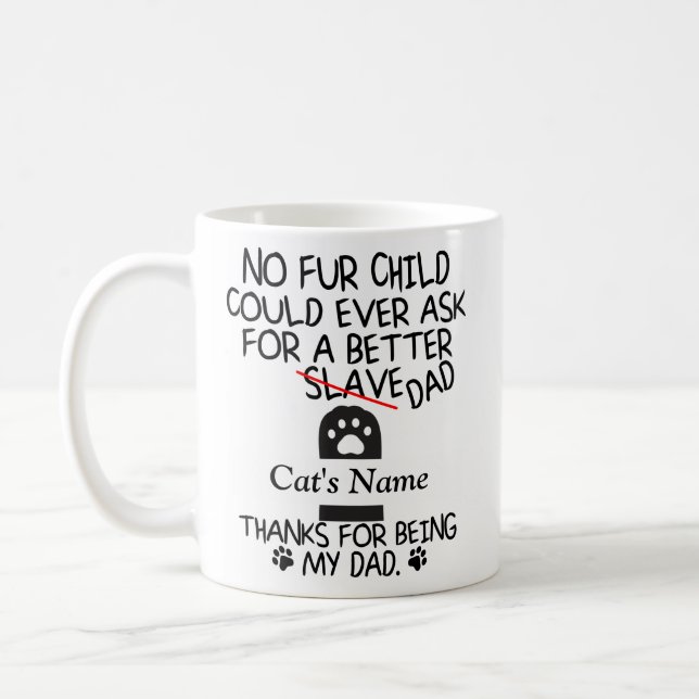 personalised dear cat dad, cat's name coffee mug (Left)