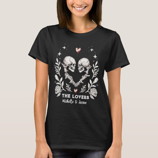 Personalised Death Lovers Couple Gothic Skeleton  T-Shirt (Front)